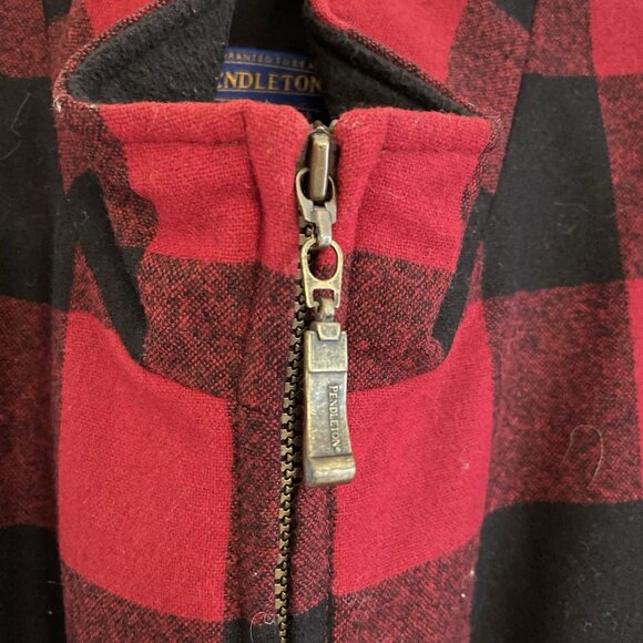 Pendleton Men SZ XL Red/Black Buffalo Checked 3M Thinsulate Zip Up Jacket Vest - Picture 6 of 10